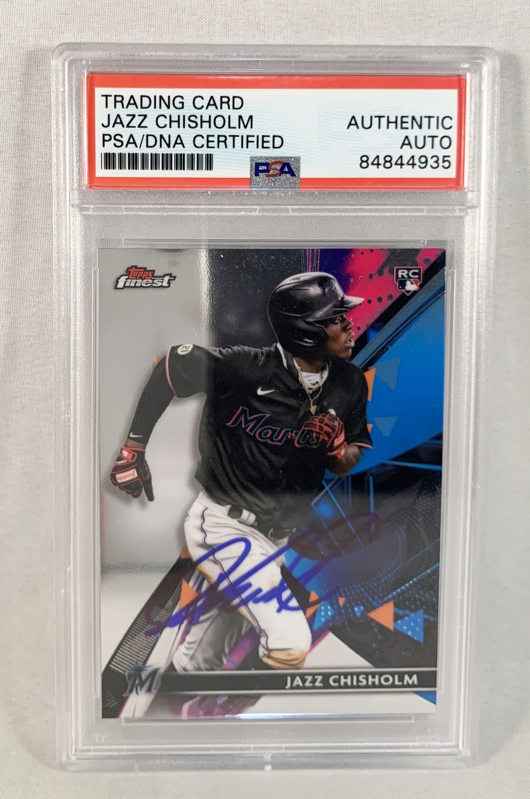 Jazz Chisholm Signed Rookie Card 2021 Topps Finest #40 PSA/DNA COA
