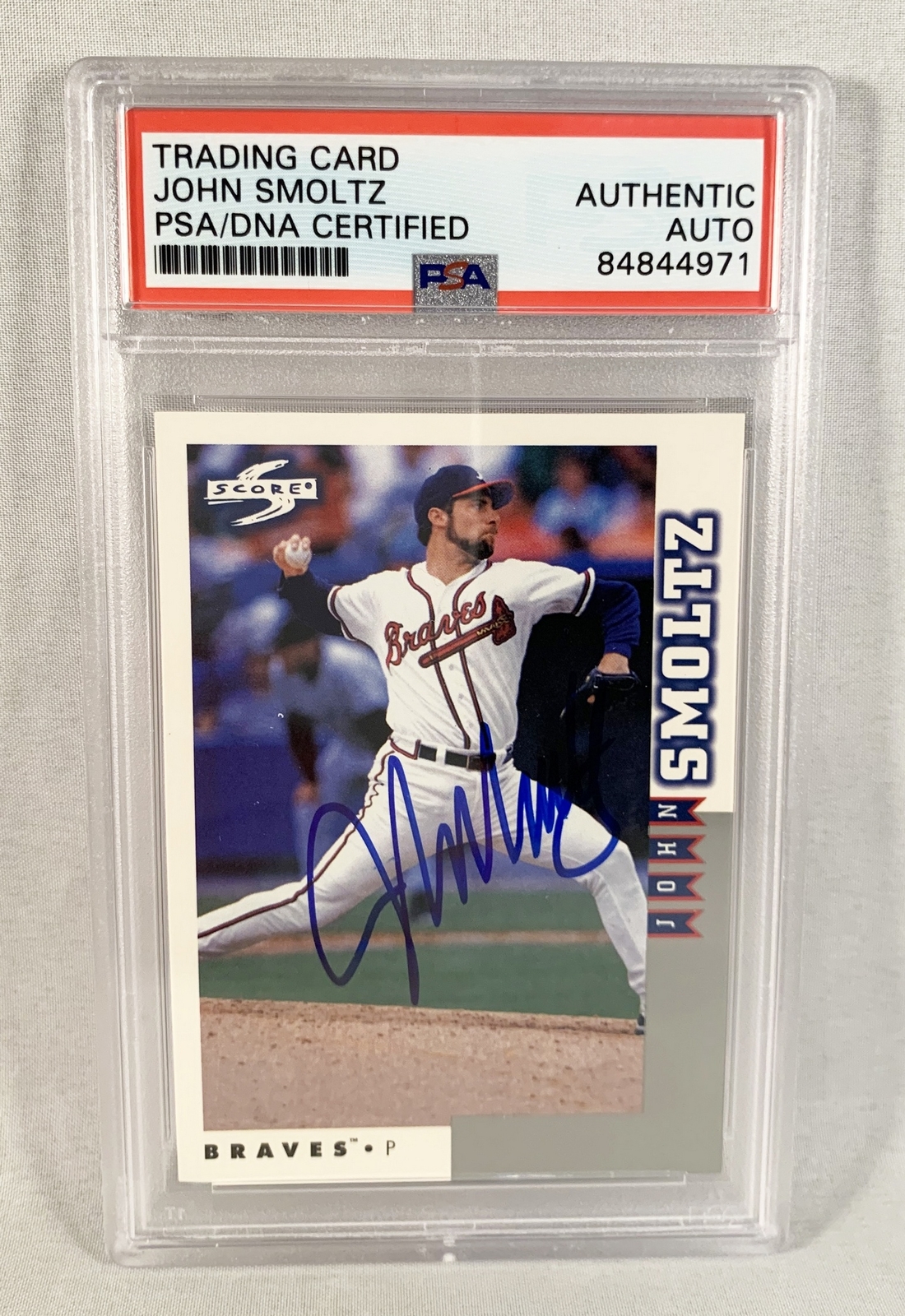 John Smoltz Signed Rookie Card 1998 Score #RT157 PSA/DNA COA
