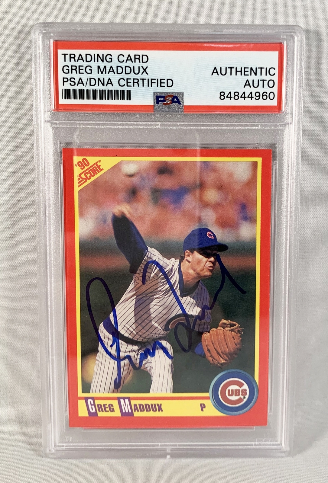 Greg Maddux Signed Trading Card 1990 Score #403 PSA/DNA COA
