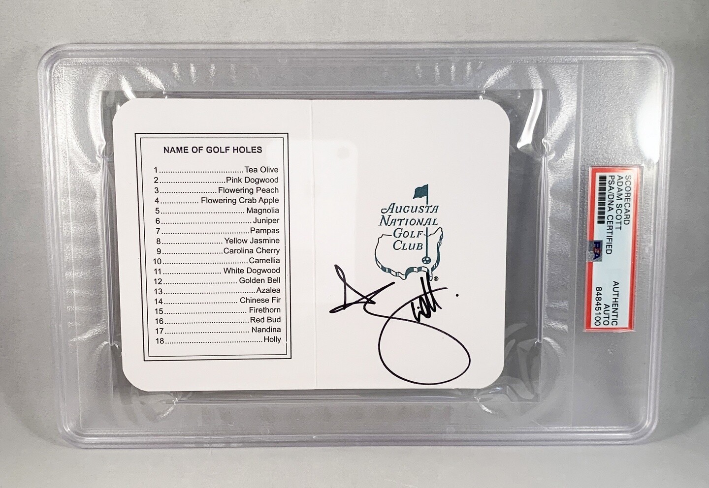 Adam Scott Signed Masters ScoreCard PSA/DNA 1 COA
