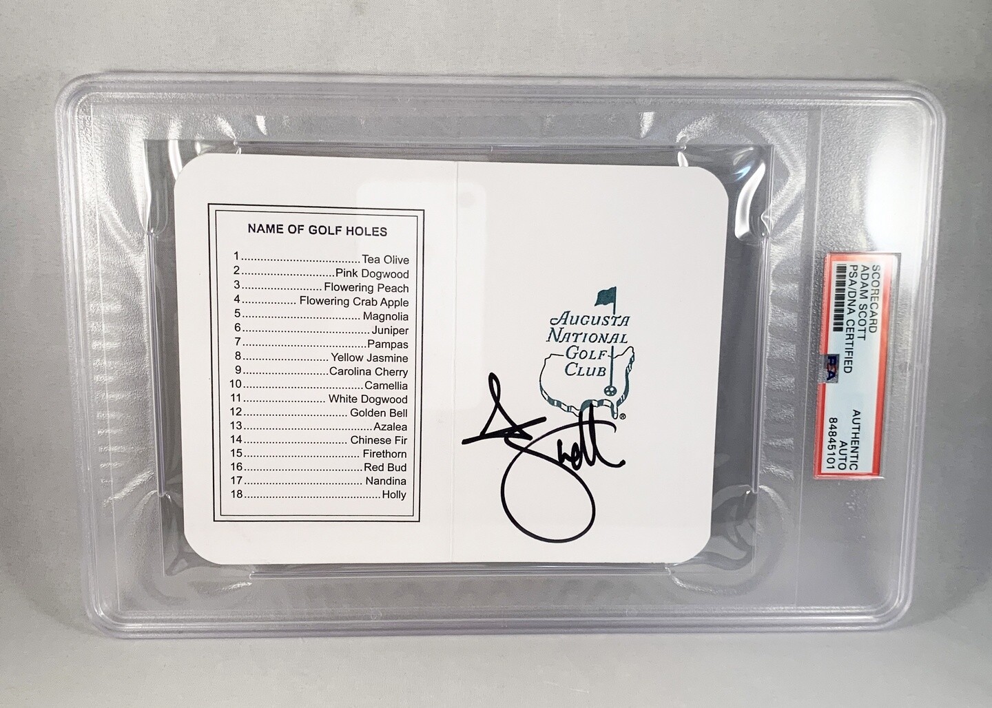 Adam Scott Signed Masters ScoreCard PSA/DNA COA
