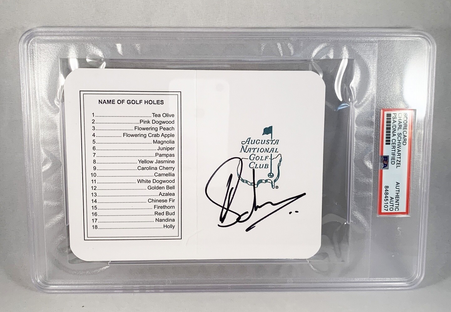 Charl Schwartzel Signed Masters ScoreCard PSA/DNA 1 COA

