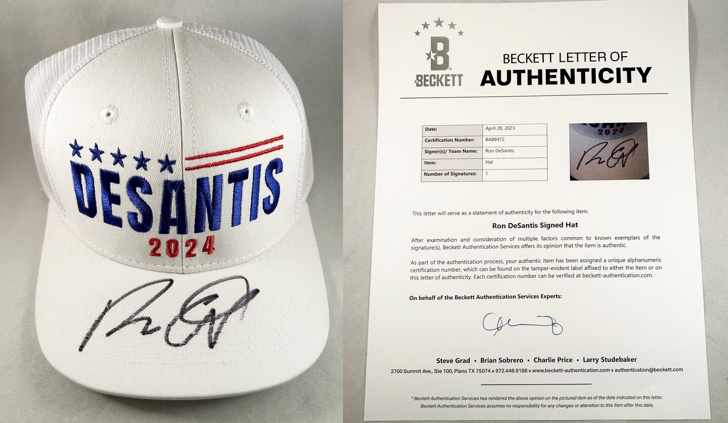 Ron Desantis Signed Hat 2024 Presidency Beckett BAS 1 COA
