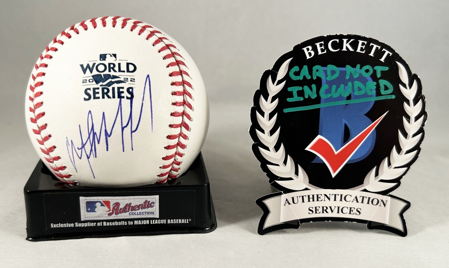 Martin Maldonado Signed 2022 World Series Baseball Houston Astros Beckett BAS...
