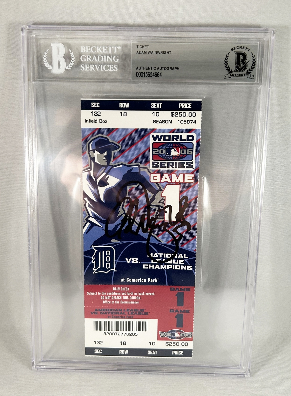Adam Wainwright Signed Ticket 2006 World Series Game 1 St. Louis Cardinals Be...
