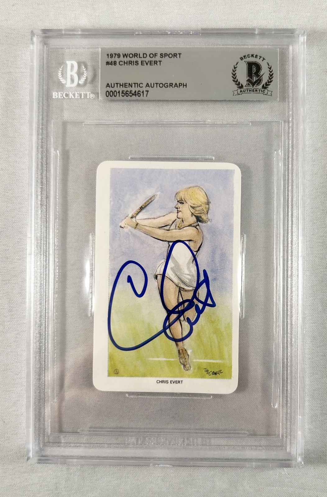 Chris Evert Signed Trading Card 1979 World Of Sport #U48 Beckett BAS 2 COA
