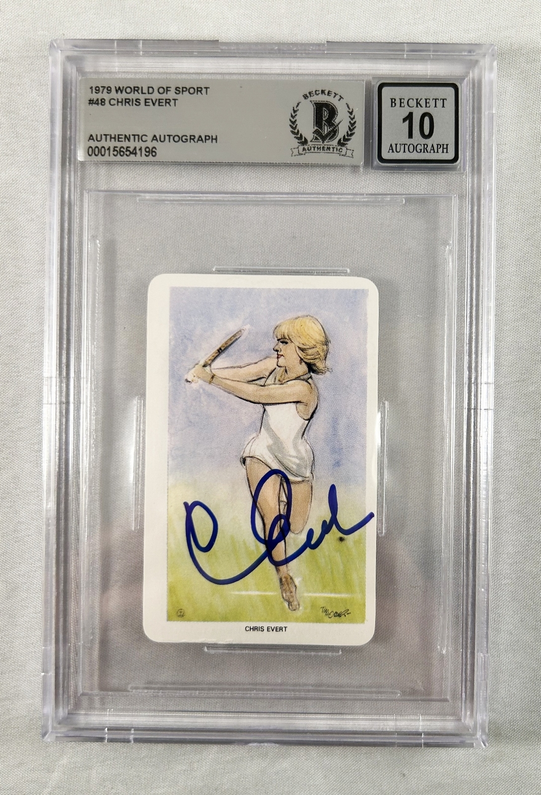 Chris Evert Signed Trading Card 1979 World Of Sport #U48 Beckett BAS 1 COA
