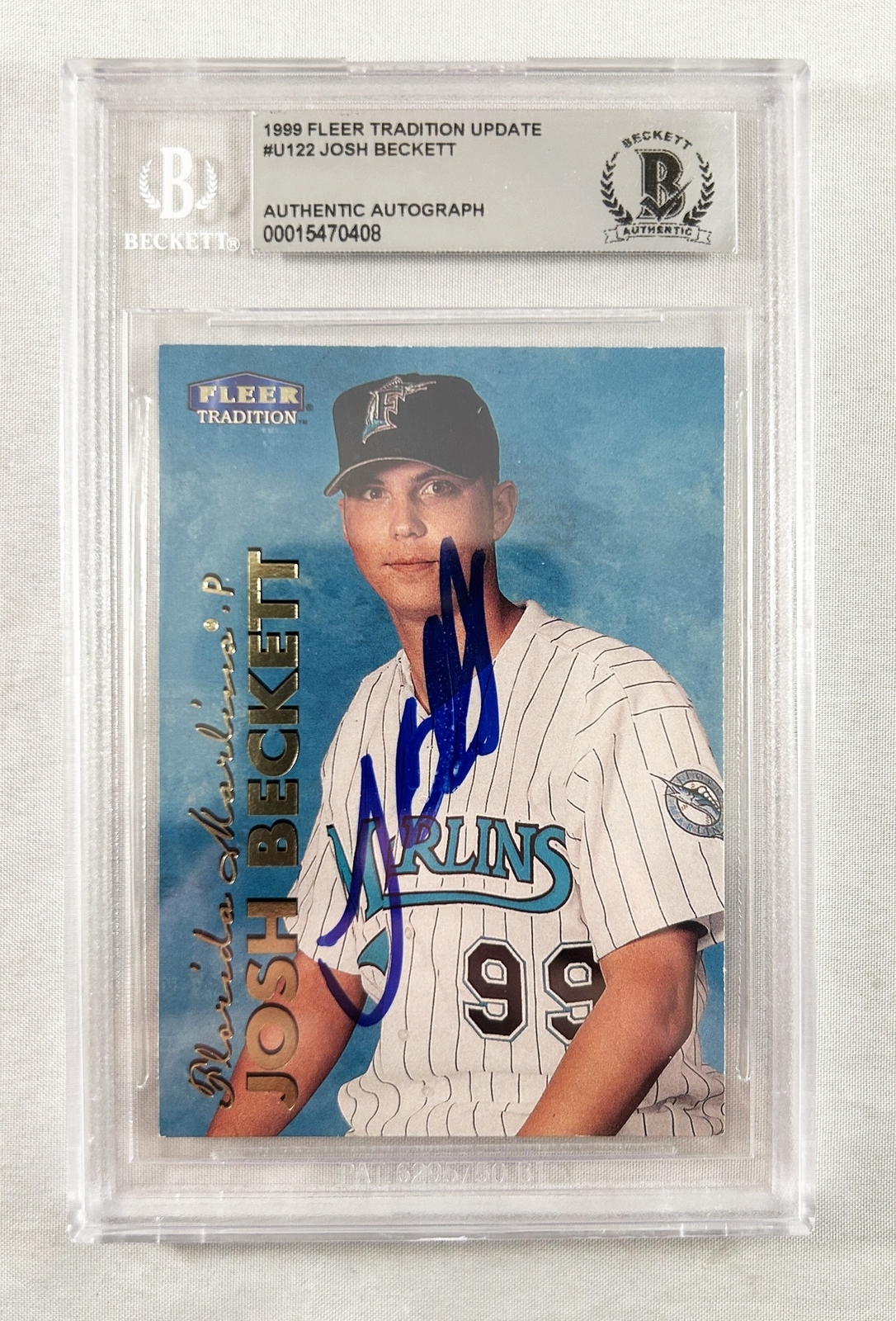 Josh Beckett Signed Rookie Card 1999 Fleer Tradition Update #U122 Beckett BAS...
