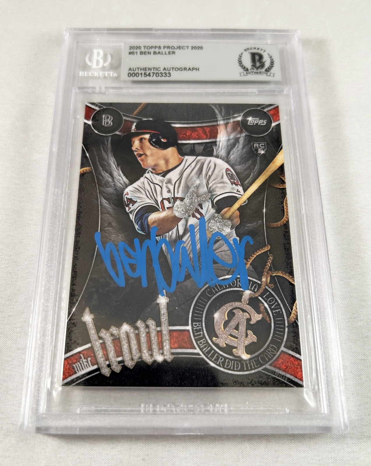 Ben Baller Signed Trading Card Topps Project 2020 Mike Trout Beckett BAS COA
