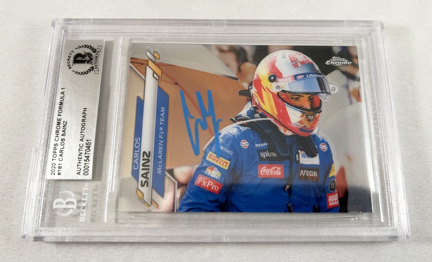 Carlos Sainz Signed Trading Card 2020 Topps Chrome Formula 1 F1 Ferrari Becke...

