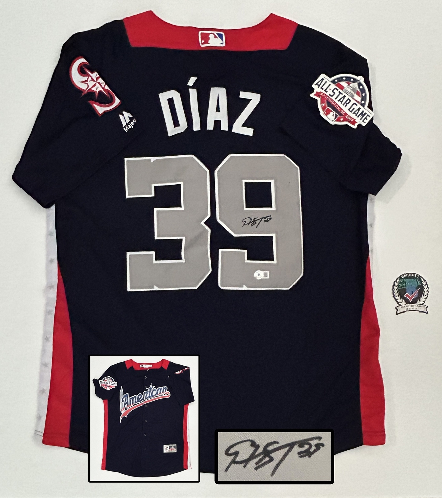 Edwin Diaz Signed Jersey 2022 All Star Seattle Mariners Beckett BAS COA
