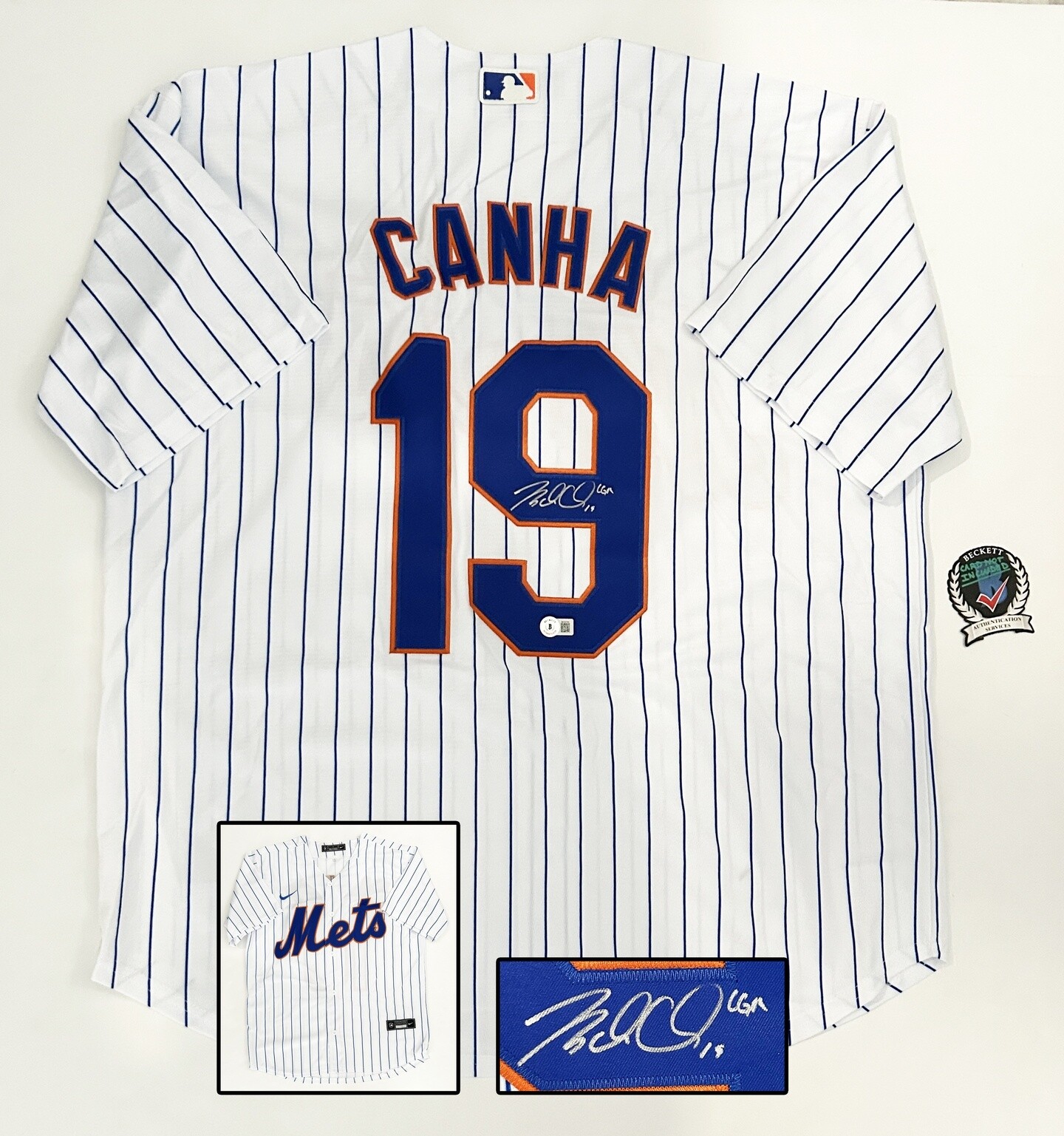 Mark Canha Signed Jersey New York Mets Beckett BAS COA
