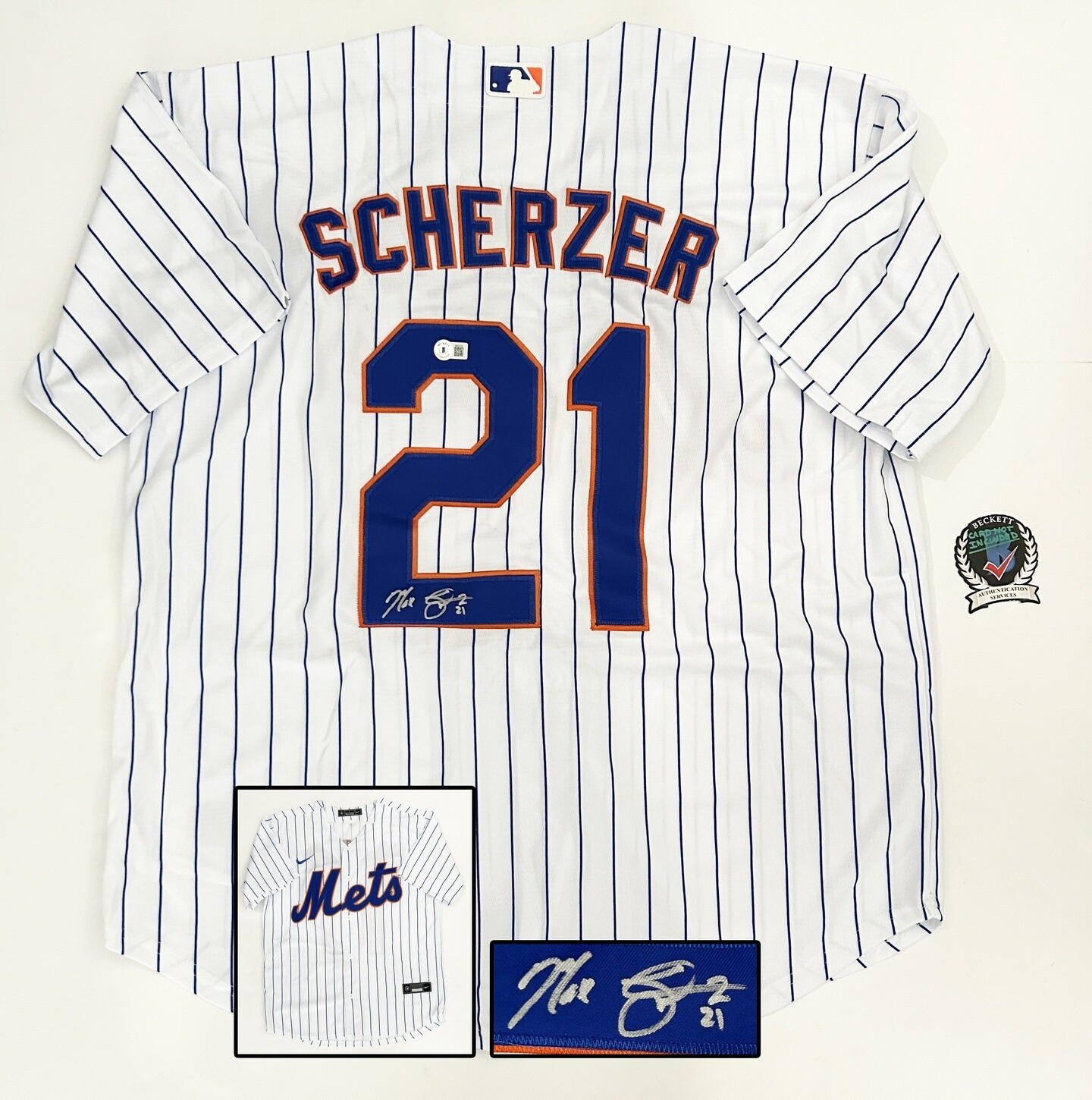 Max Scherzer Signed Jersey New York Mets Beckett BAS COA
