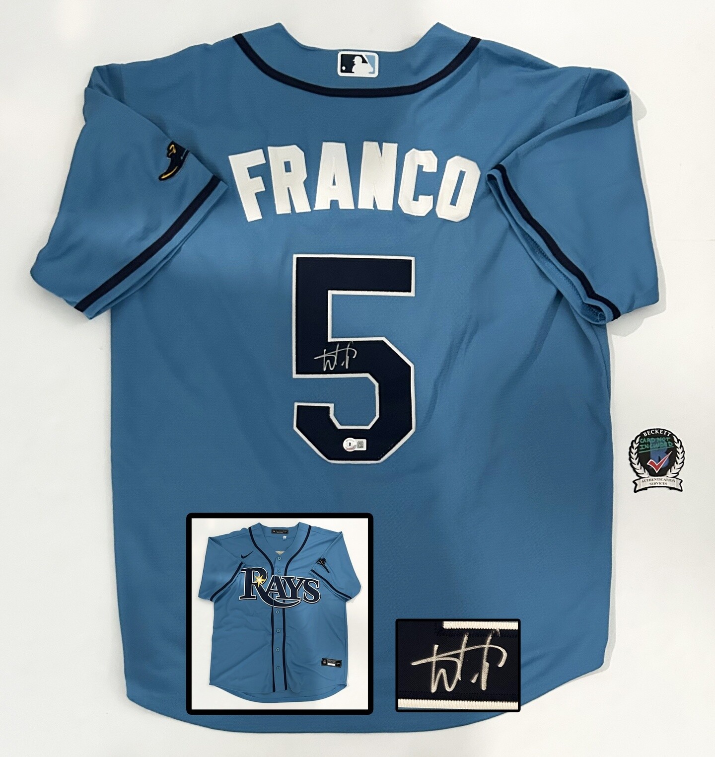 Wander Franco Signed Jersey Tampa Bay Rays Beckett BAS COA
