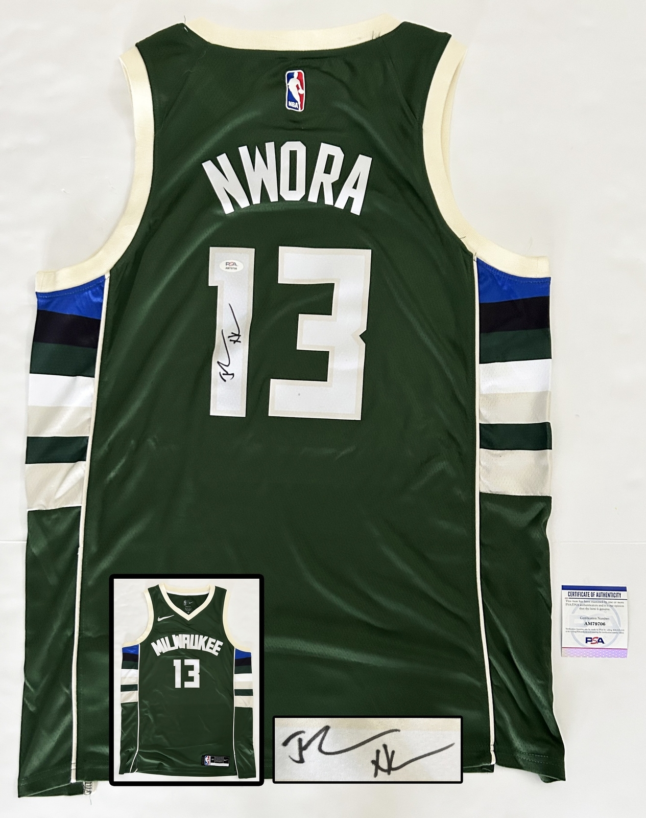 Jordan Nwora Signed Jersey Milwaukee Bucks PSA/DNA COA
