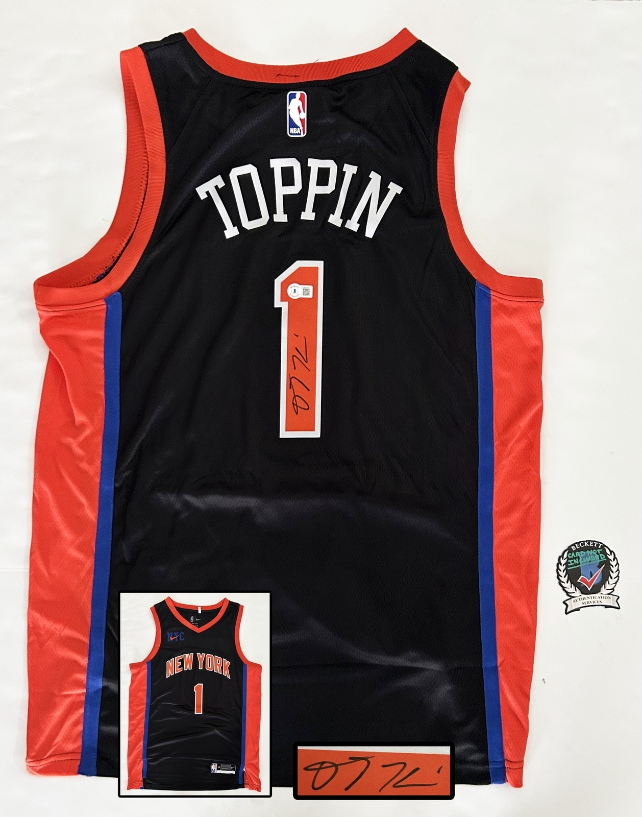 Obi Toppin Signed Jersey New York Knicks Beckett BAS COA
