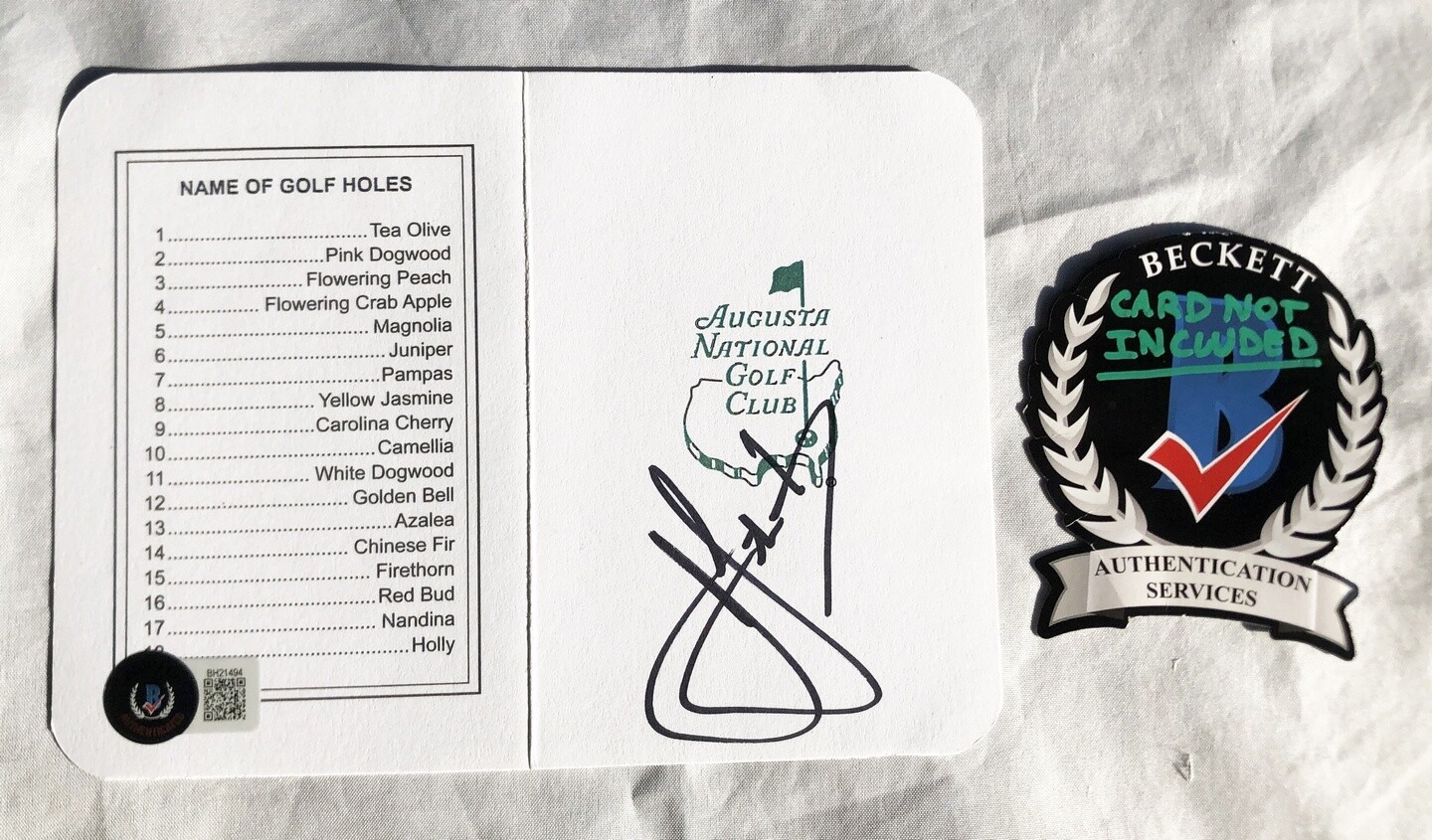 Cameron Smith Signed Masters Scorecard Beckett BAS COA
