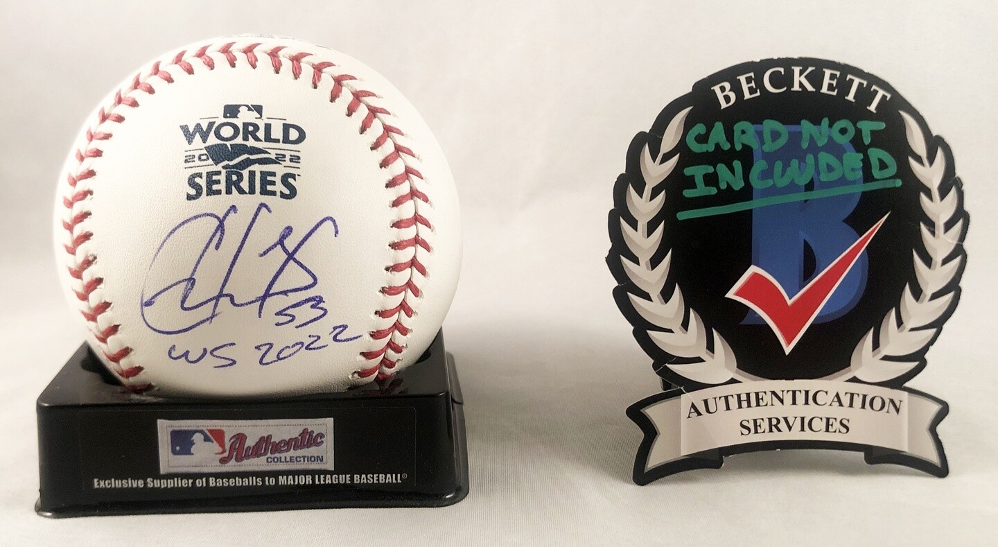 Cristian Javier Signed 2022 World Series Baseball Houston Astros Beckett BAS COA
