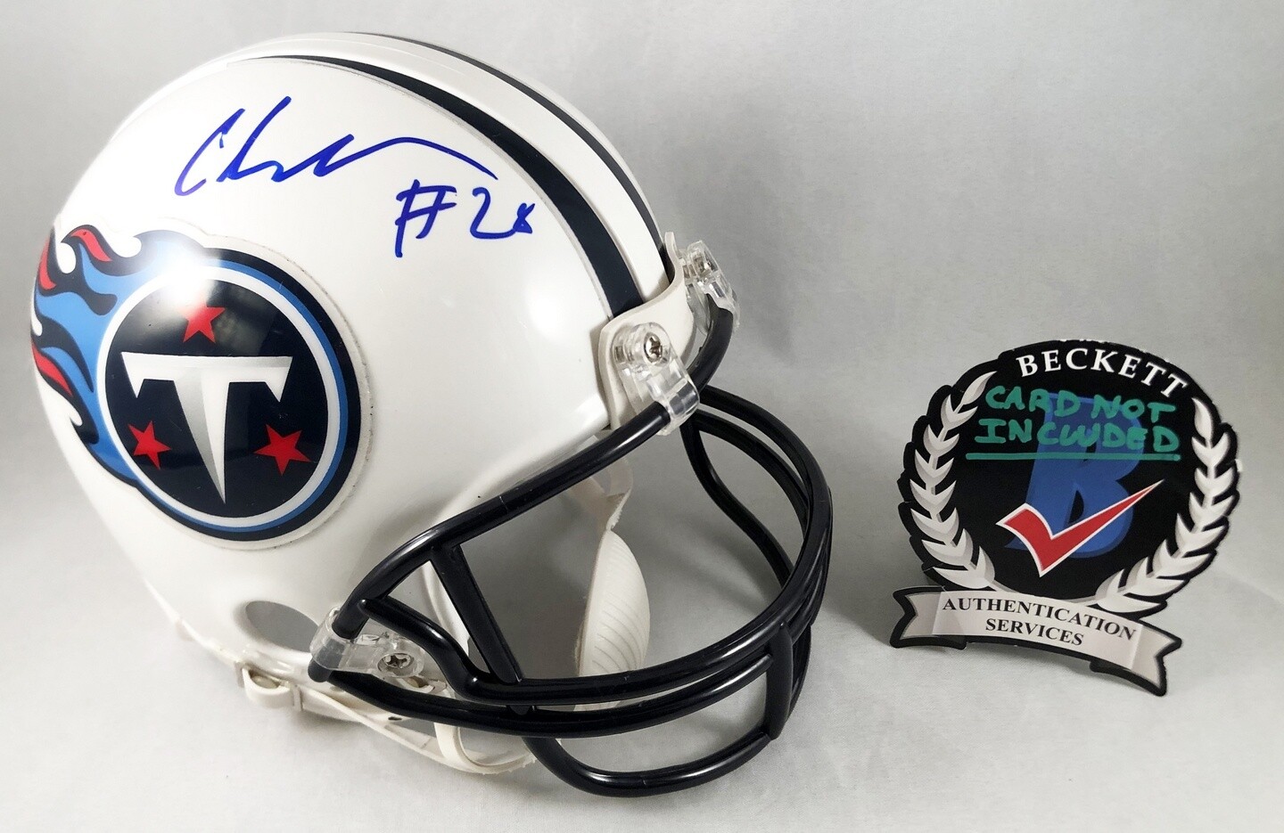 Chris Johnson Signed Mini Helmet Tennessee Titans Beckett BAS COA
