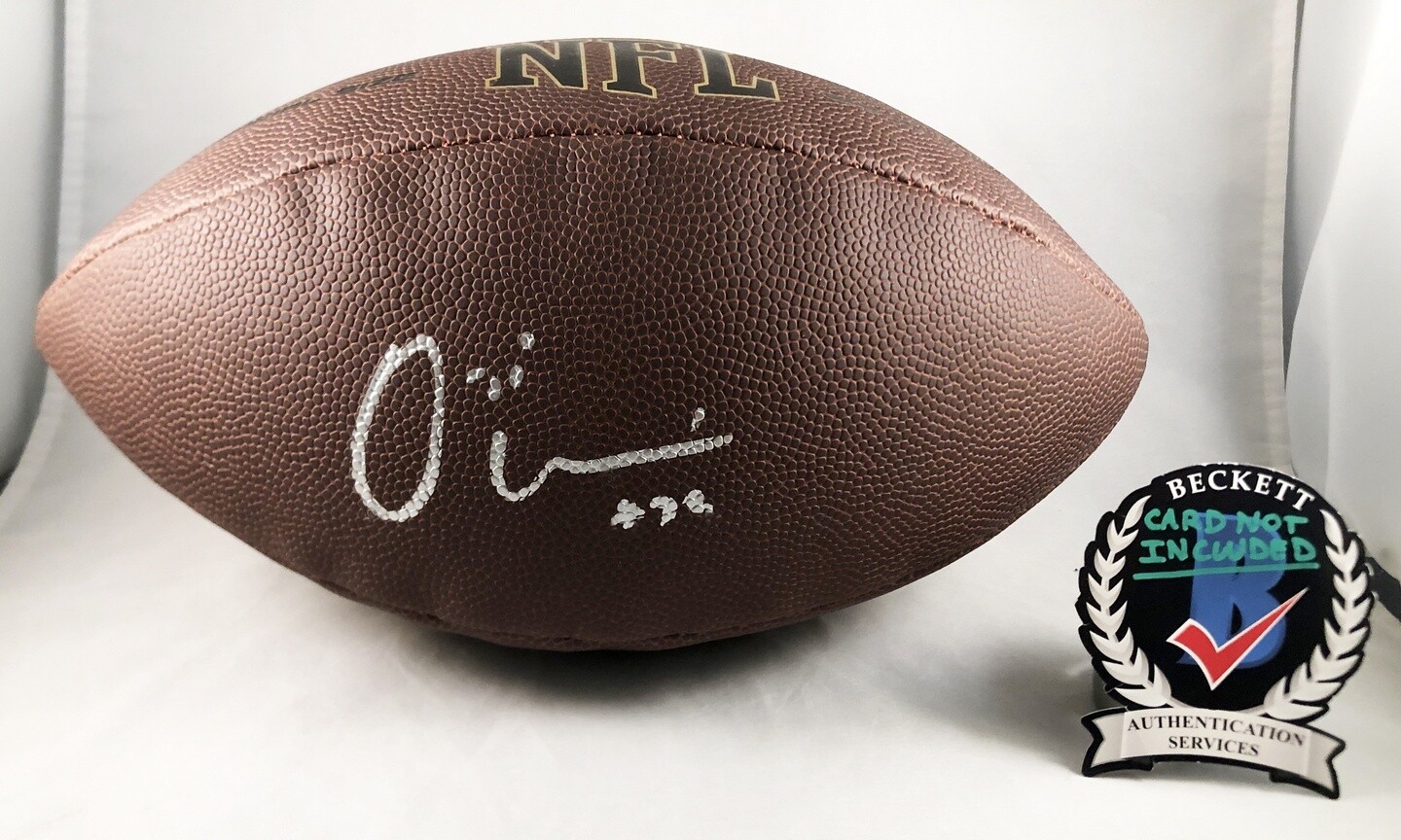 Osi Umenyiora Signed Full Size NFL Composite Football New York Giants Beckett...
