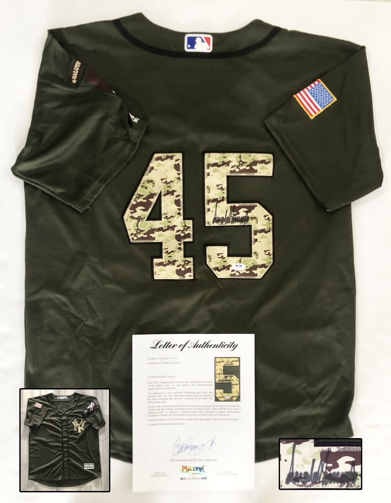 Donald Trump Signed Jersey New York Yankees 45th President PSA/DNA COA
