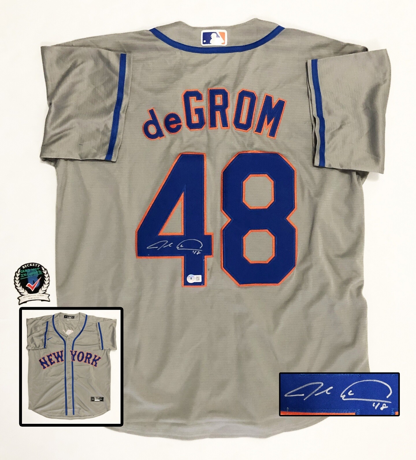Jacob deGrom Signed Jersey New York Mets Beckett BAS COA
