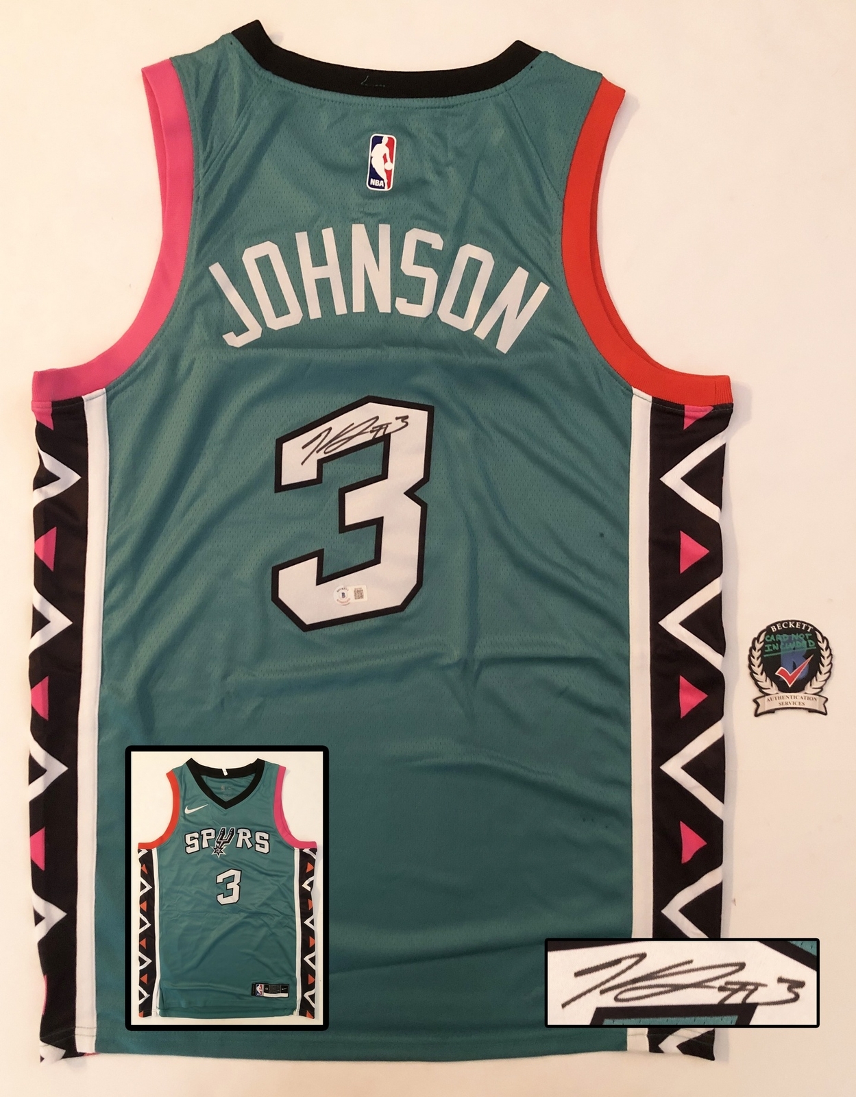 Keldon Johnson Signed Jersey San Antonio Spurs Beckett BAS 3 COA
