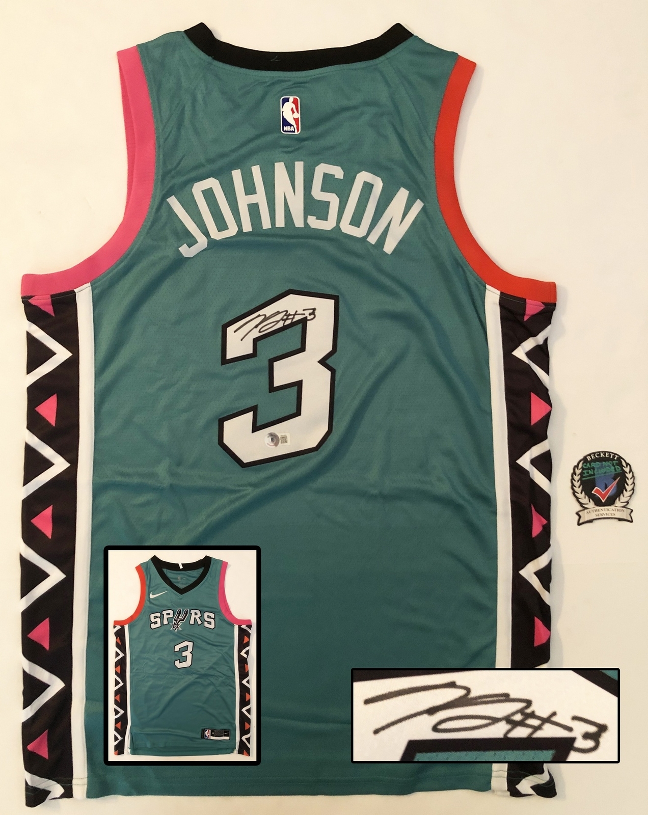 Keldon Johnson Signed Jersey San Antonio Spurs Beckett BAS 2 COA
