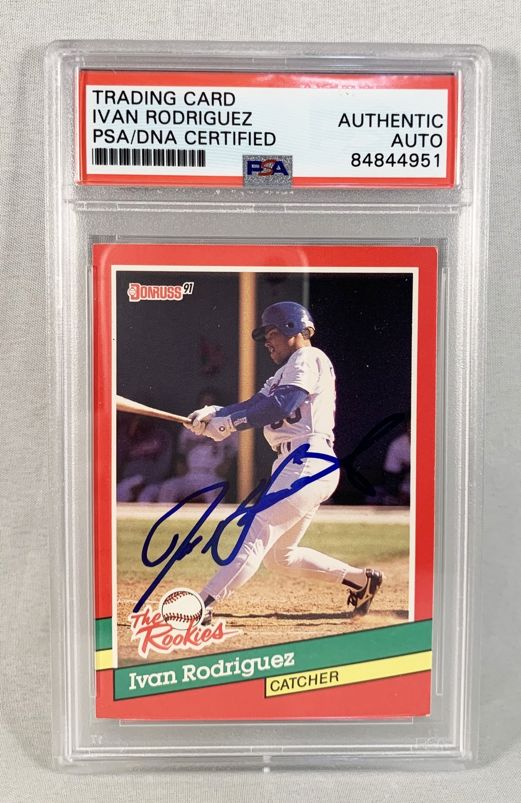 Ivan Rodriguez Signed Rookie Card 1991 Donruss #33 Pudge PSA/DNA 2 COA
