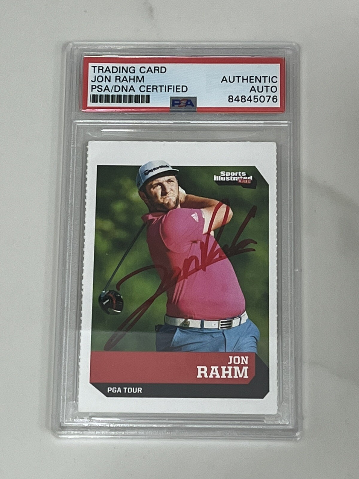 JON RAHM HAND SIGNED ROOKIE CARD AUTO Sports Illustrated SI for Kids PGA PSA DNA

