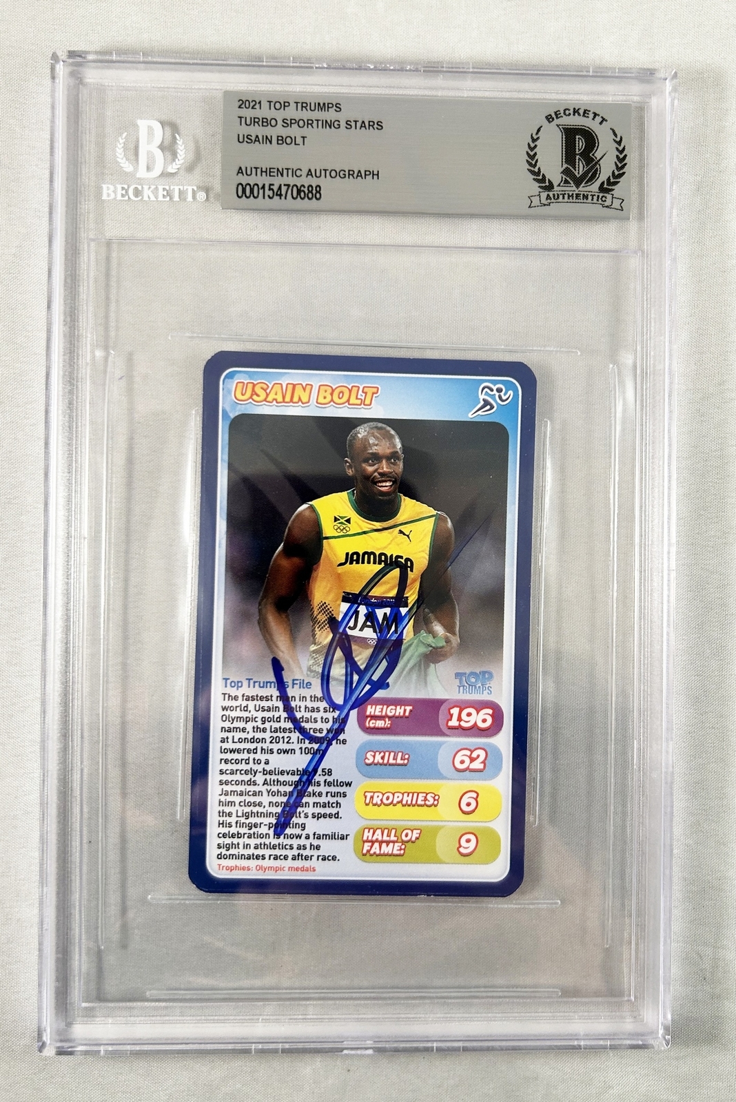 Usain Bolt Signed Trading Card Fastest Man on Earth Beckett BAS COA
