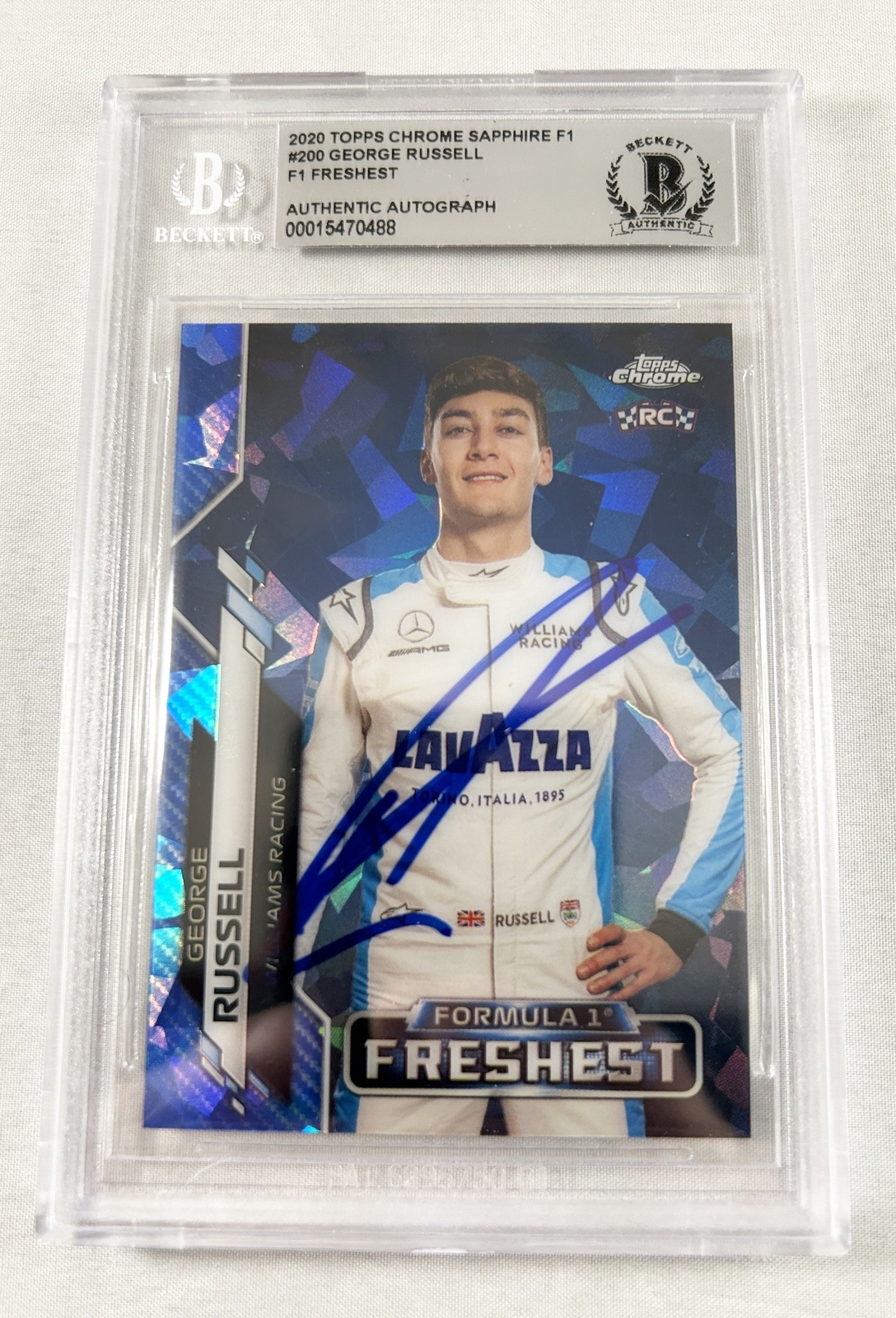 George Russell Signed Rookie Card 2020 Topps Chrome Saphire Formula 1 F1 Merc...
