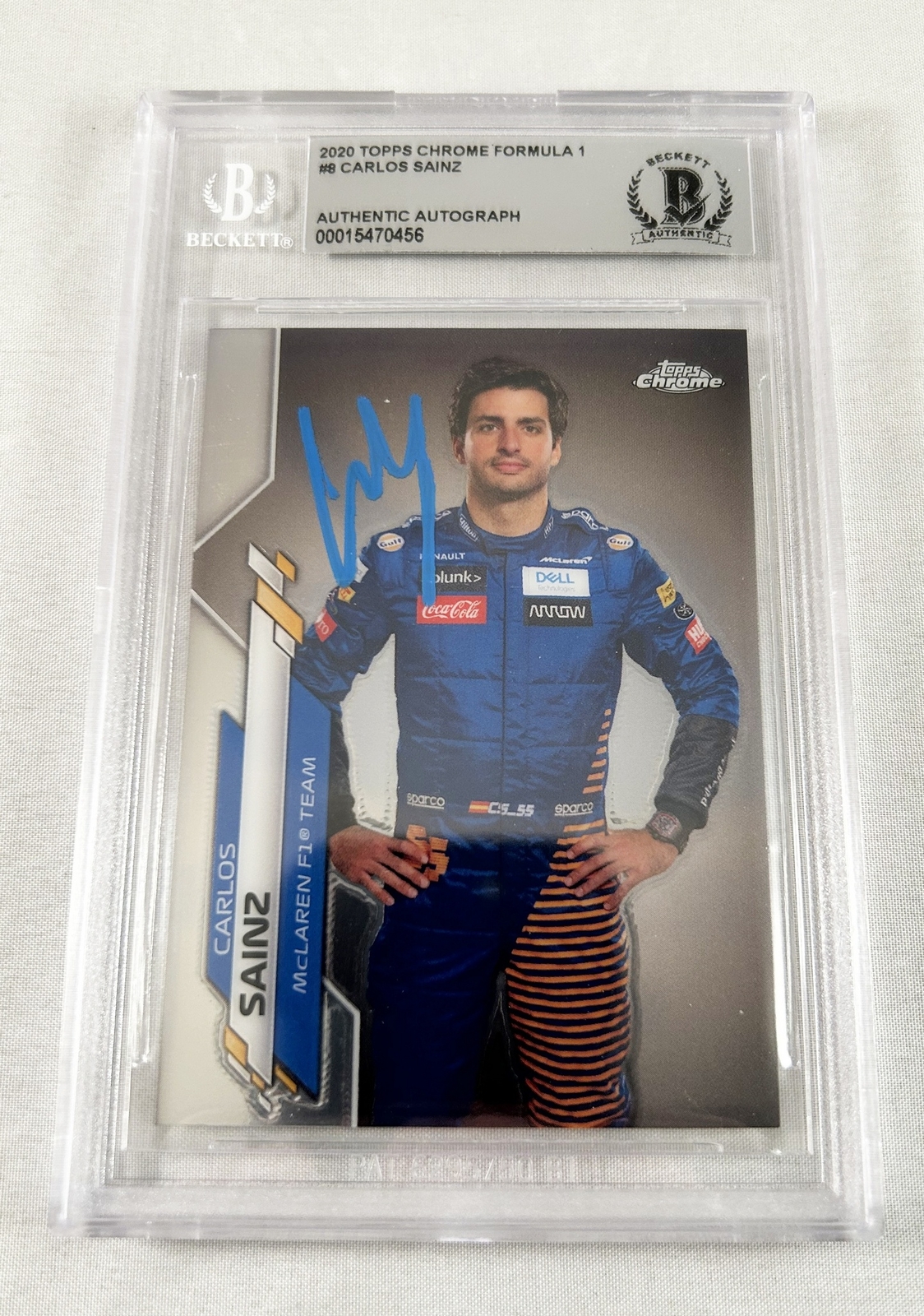 Carlos Sainz Signed Trading Card 2020 Topps Chrome F1 Formula 1 Ferrari Becke...
