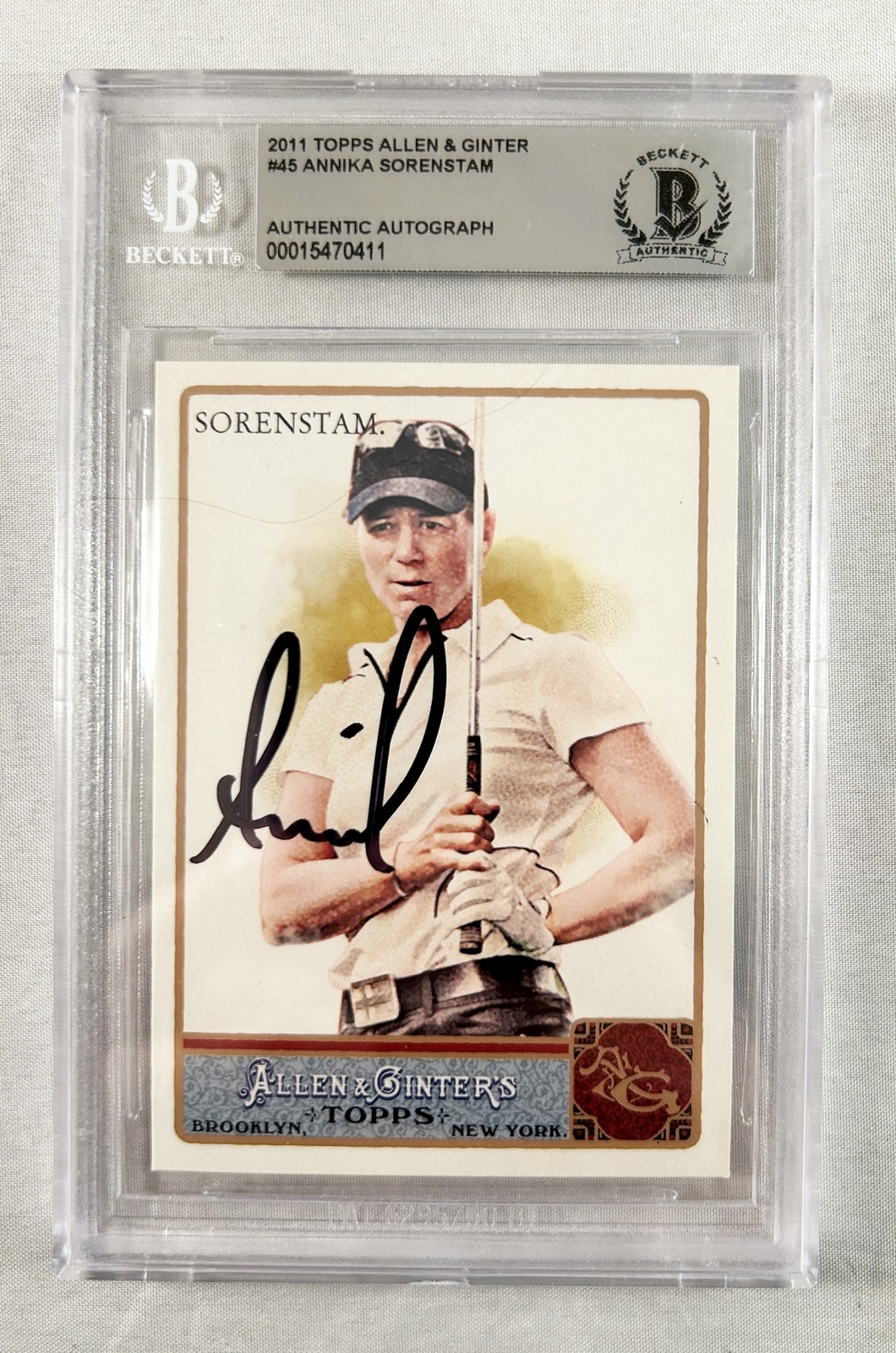 Annika Sorenstam Signed Trading Card 2011 Allen & Ginter Beckett BAS COA

