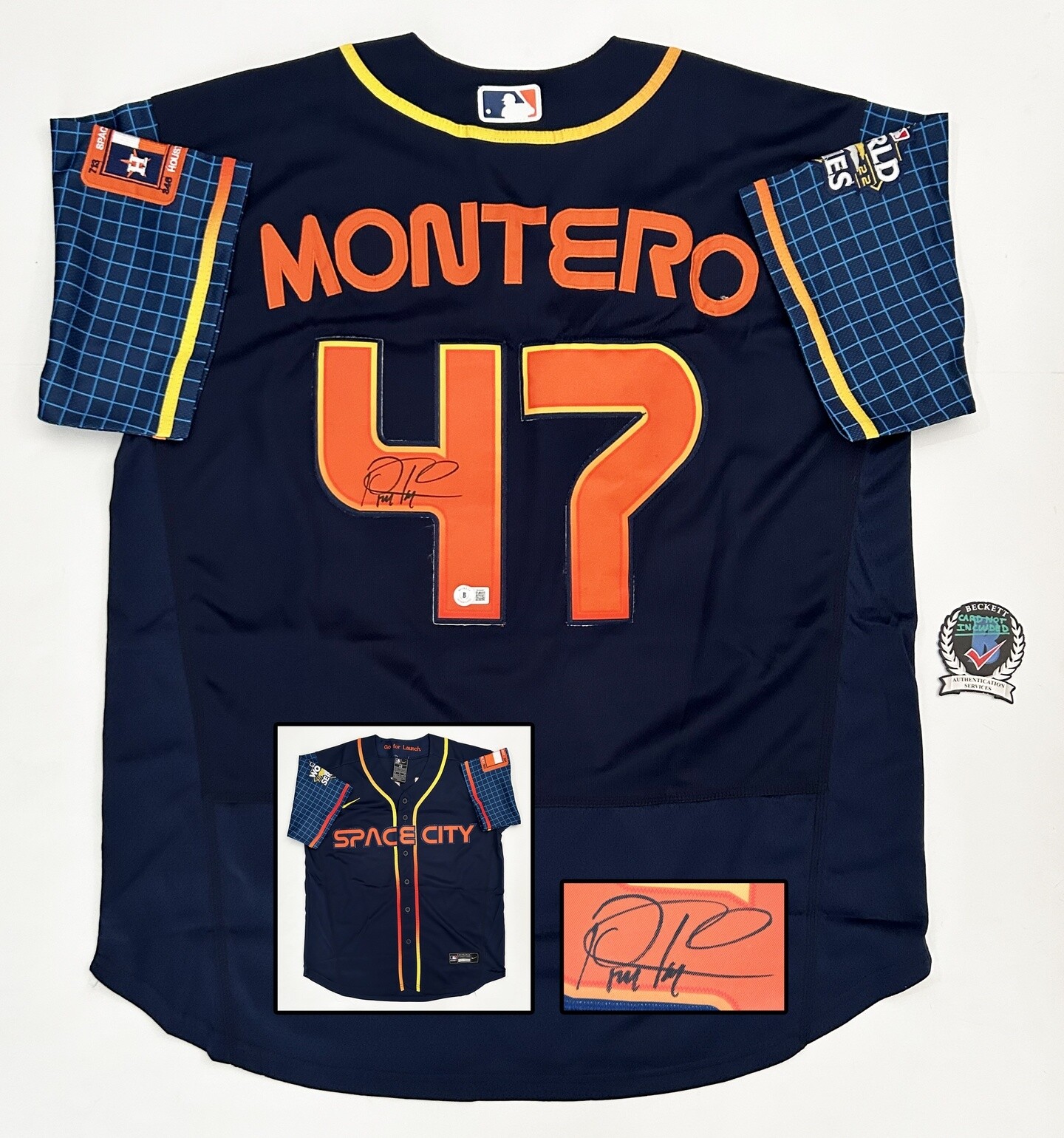 Rafael Montero Signed Jersey Houston Astros 2022 WS Champ Beckett BAS COA
