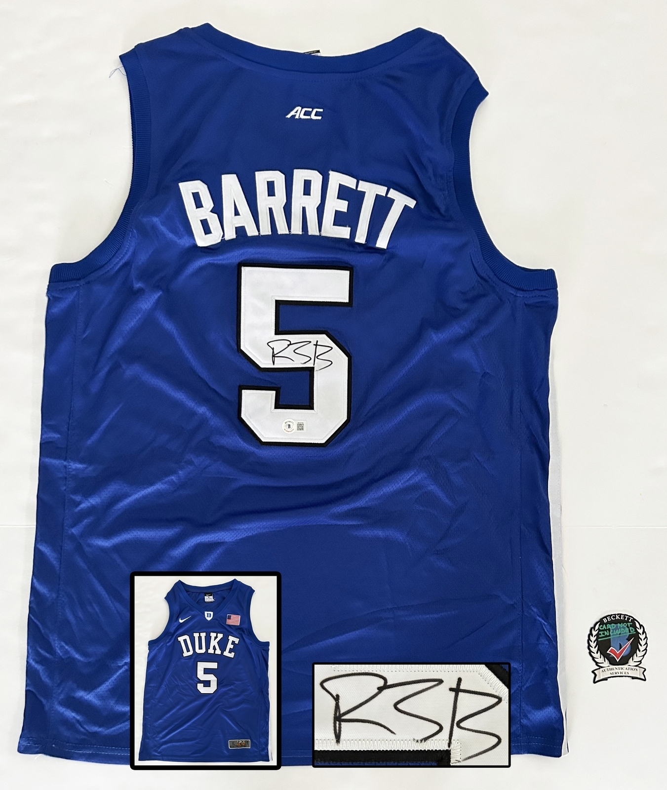 RJ Barrett Signed Jersey Duke Blue Devils Beckett BAS COA
