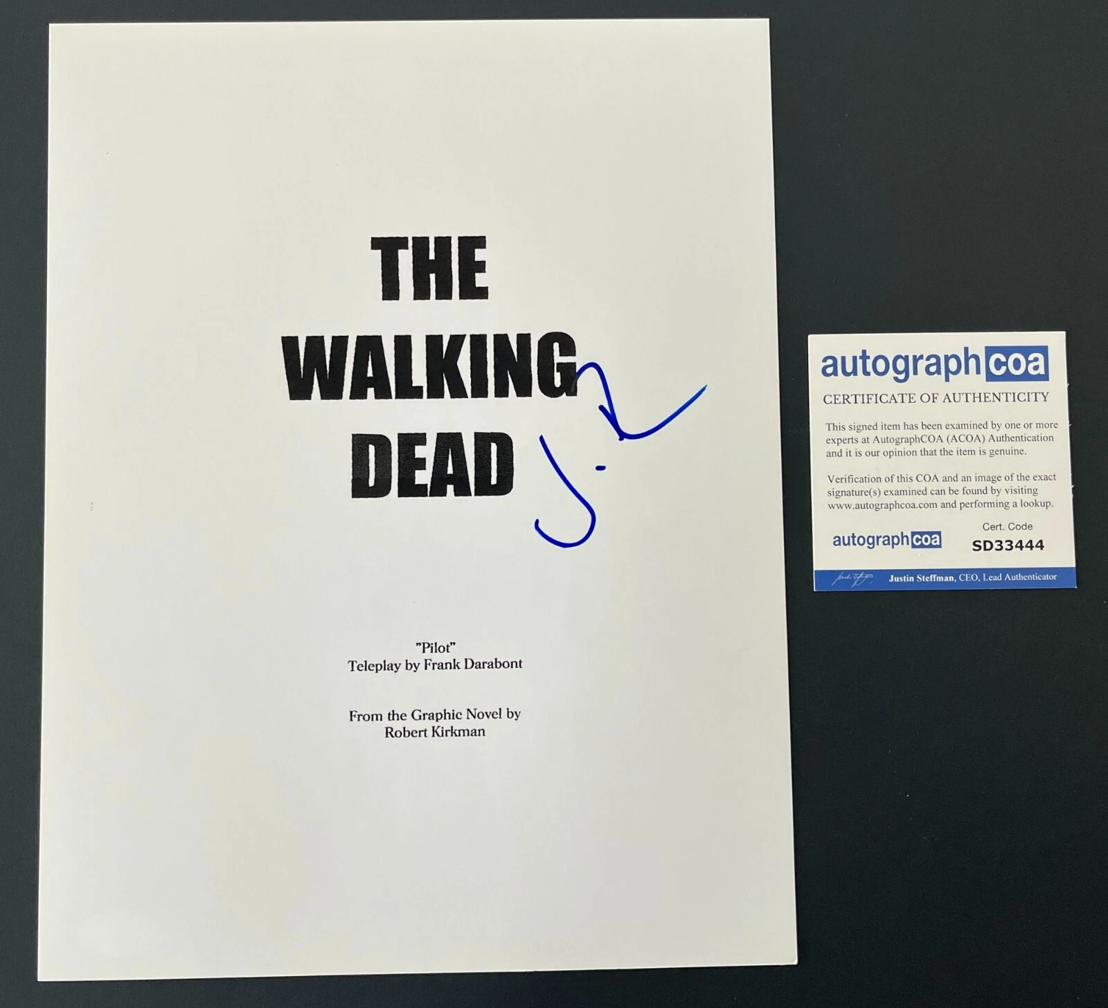 JON BERNTHAL SIGNED AUTOGRAPH THE WALKING DEAD 61 PAGE FULL PILOT SCRIPT w/PROOF

