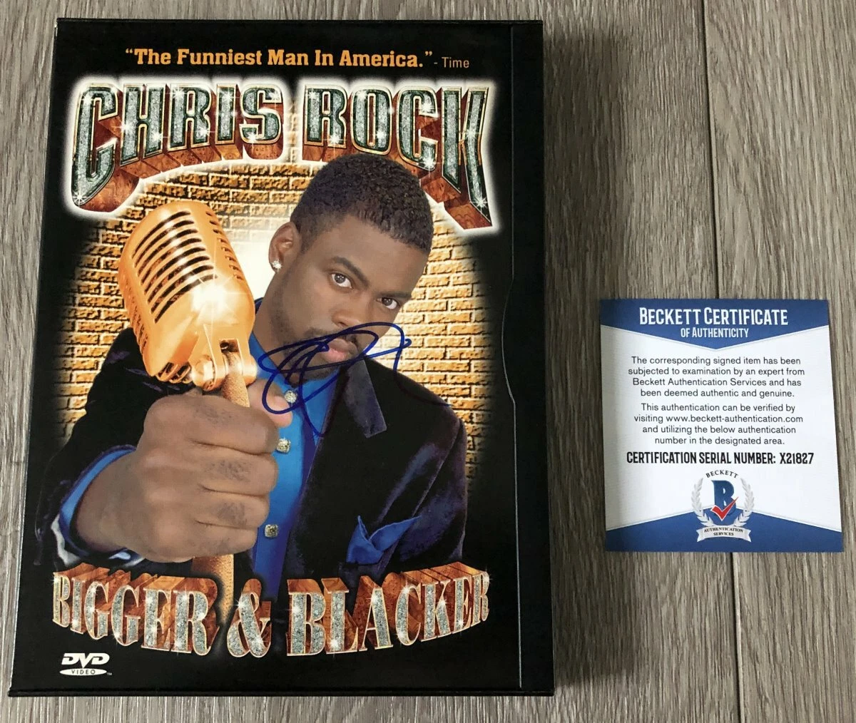 COMEDIAN CHRIS ROCK SIGNED BIGGER & AND BLACKER DVD w/PROOF & BECKETT BAS COA
