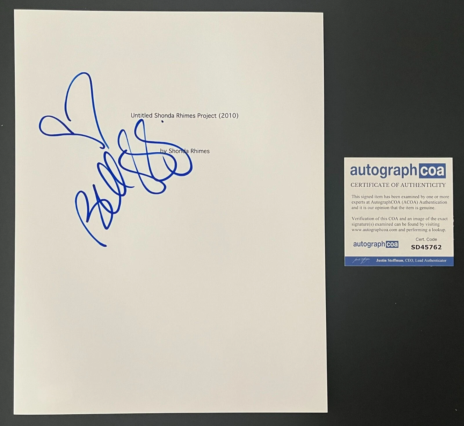 BELLAMY YOUNG SIGNED AUTOGRAPH SCANDAL 67 PAGE PILOT FULL SCRIPT w/PROOF
