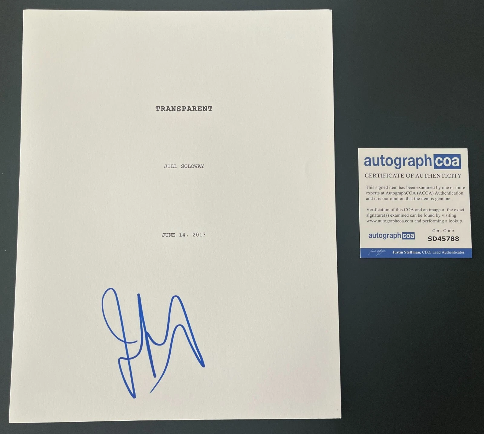 JEFFREY TAMBOR SIGNED AUTOGRAPH TRANSPARENT 34 PAGE PILOT SCRIPT w/PROOF
