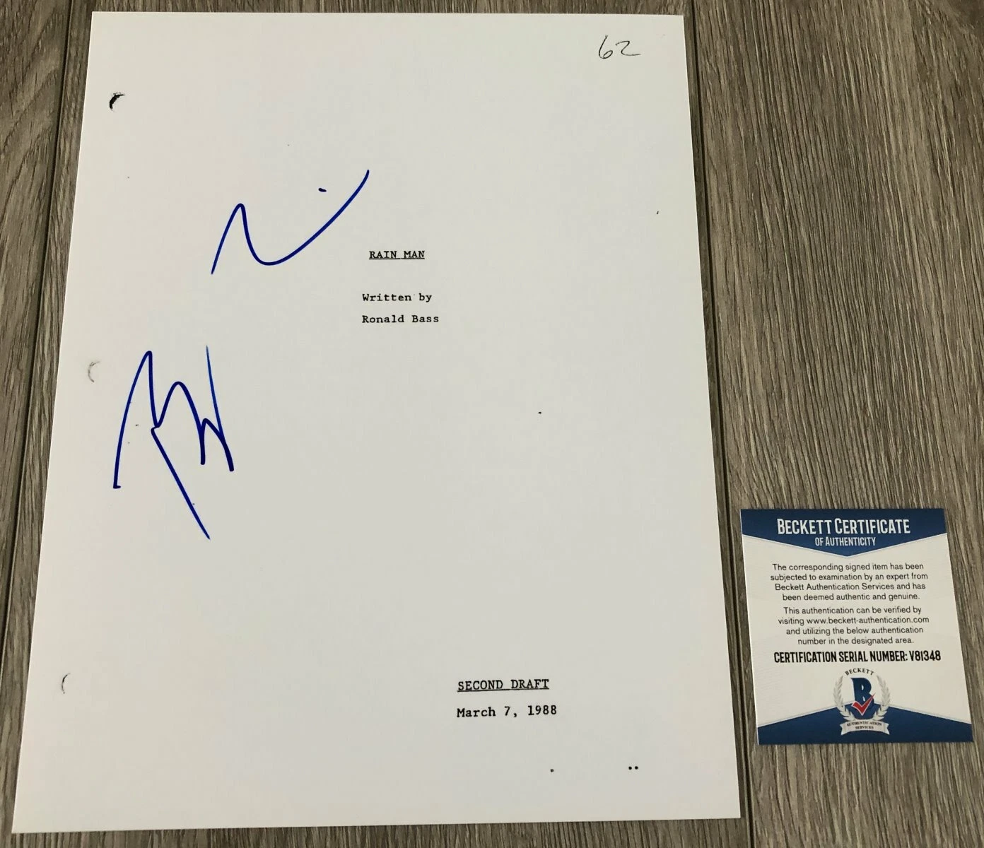 BARRY LEVINSON SIGNED RAIN MAN FULL 187 PAGE SCRIPT w/PROOF & BECKETT BAS COA
