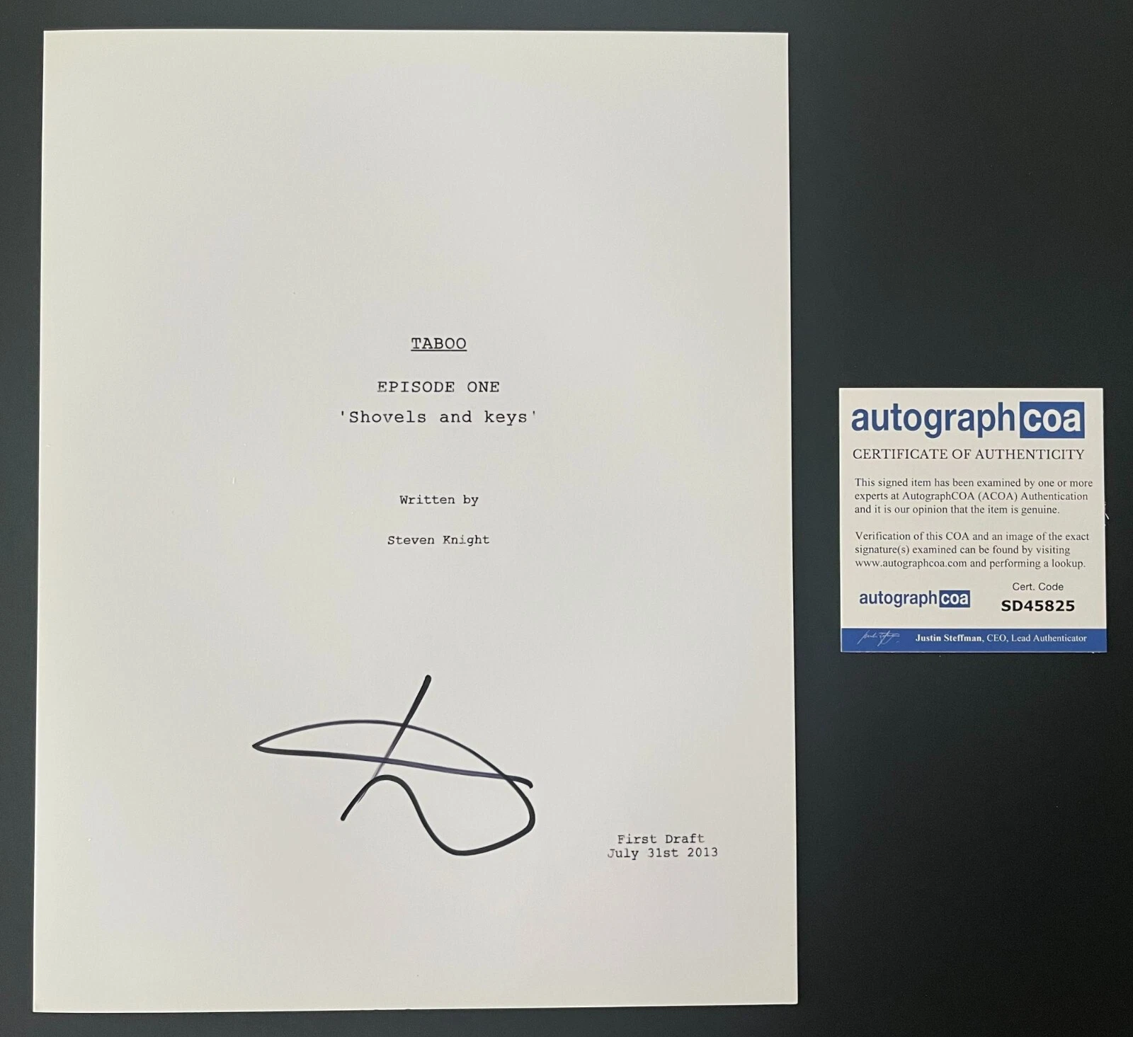 STEVEN KNIGHT SIGNED AUTOGRAPH TABOO FULL 69 PAGE PILOT SCRIPT w/PROOF
