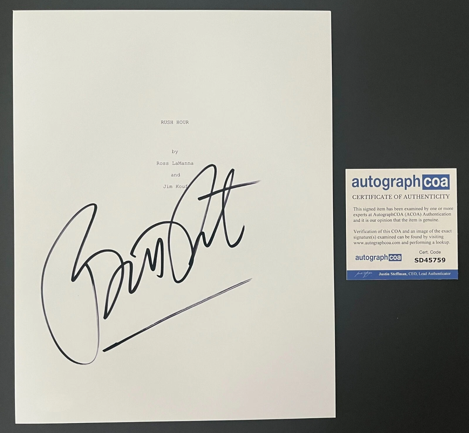 BRETT RATNER SIGNED AUTOGRAPH RUSH HOUR FULL 107 PAGE SCRIPT w/EXACT PROOF
