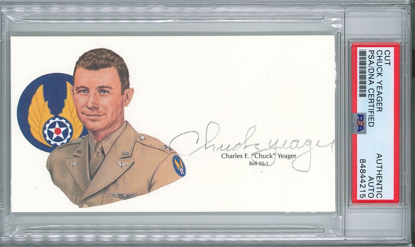 CHUCK YEAGER SIGNED CUT SIGNATURE PSA DNA 84844215 (D) WWII ACE TEST PILOT COLLECTIBLE MEMORABILIA