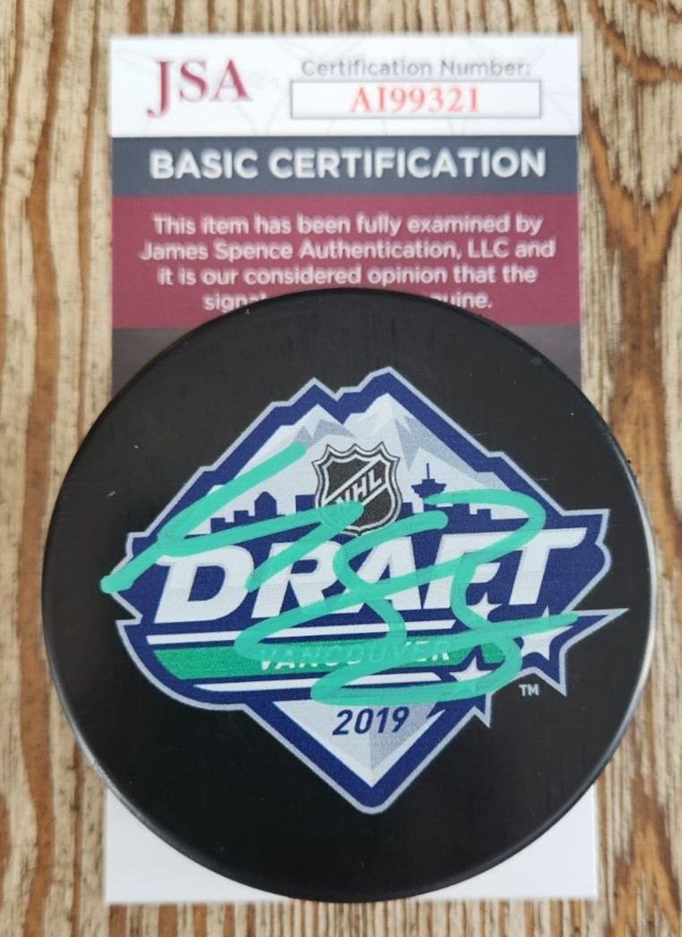 Matt Boldy Signed 2019 NHL Draft Puck w/ JSA COA #AI99321 Minnesota Wild Matthew
