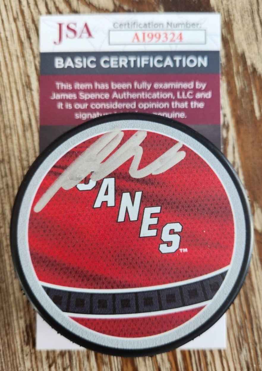 Martin Necas Signed Reverse Retro Puck w/ JSA COA #AI99324 Carolina Hurricanes
