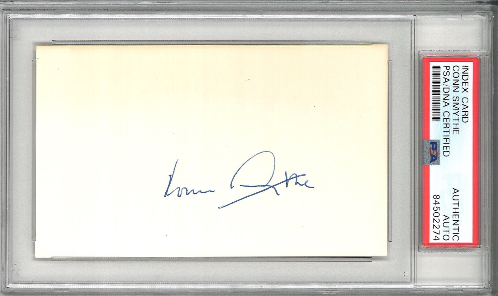 CONN SMYTHE SIGNED INDEX CARD PSA DNA 84502274 VERY RARE NHL HOF

