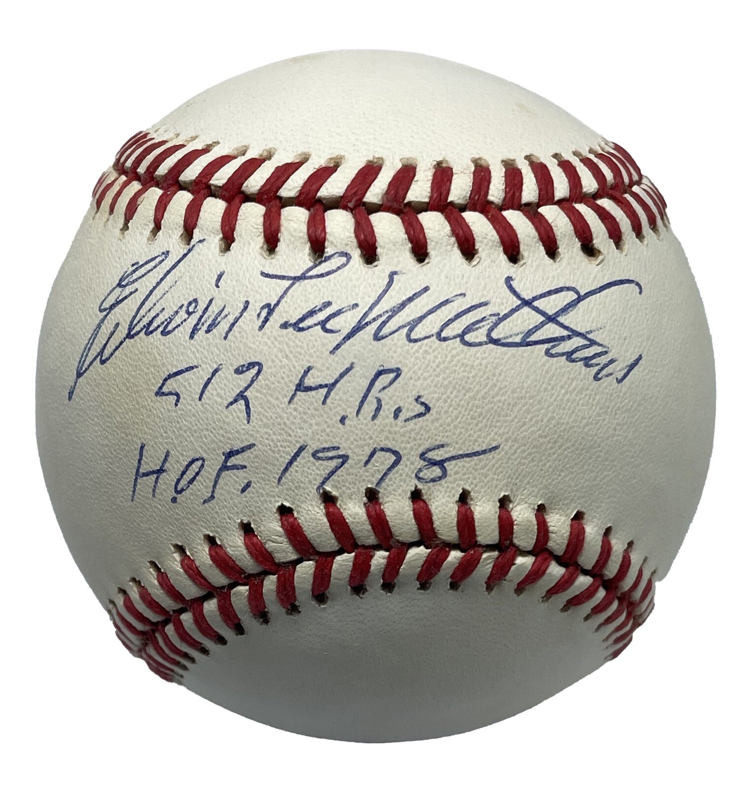 EDDIE MATHEWS SIGNED NL BASEBALL BAS Y55354 W/FULL NAME - HOF - HR INSCR
