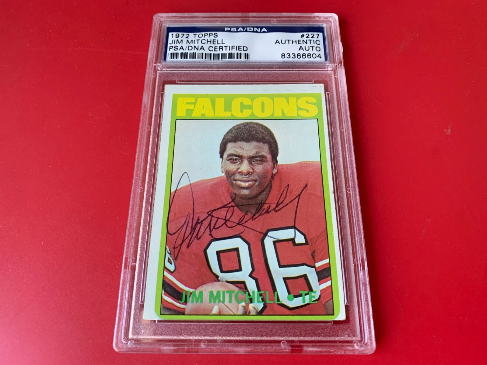 Jim Mitchell Falcons 1972 Topps Signed Auto PSA/DNA ENCAPSULATED
