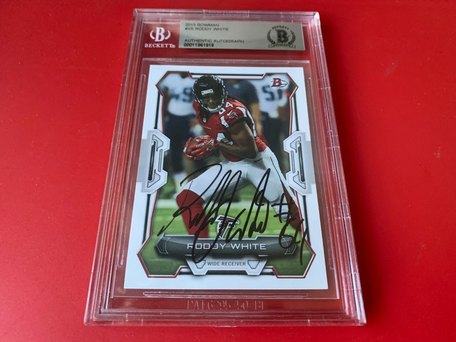 Roddy White Falcons 2015 Bowman Card Signed Auto Beckett BAS Slabbed
